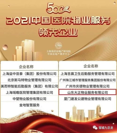 九巨龍物業(yè)榮膺物業(yè)服務(wù)企業(yè)綜合實(shí)力500強(qiáng) 實(shí)力鑄就行業(yè)標(biāo)桿